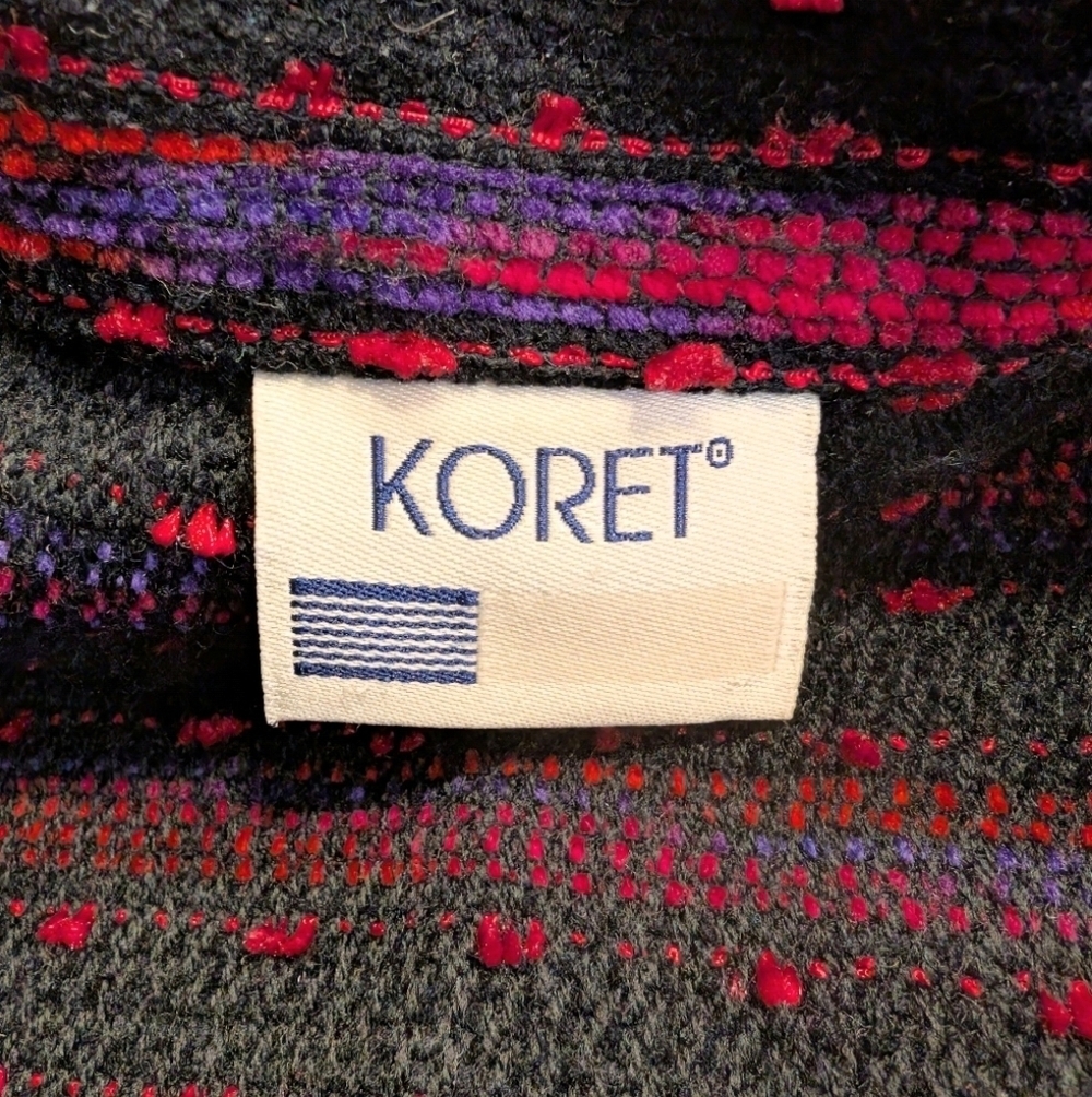 Koret Vintage Pink Purple Red Black Textured Button-Down Blazer Size Large - Picture 5 of 6